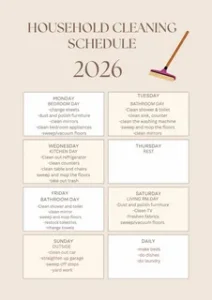 Digital Cleaning Schedule Checklist planner featuring progress tracker wheels to build an Efficient Cleaning Schedule