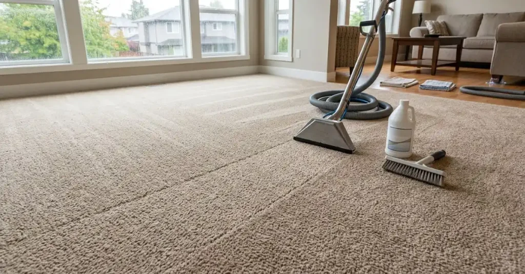During Professional Carpet Cleaning